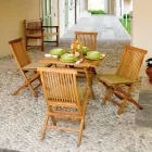 Mesa de jardim quadrada 80x80 cm em teca - Amico Viadurini