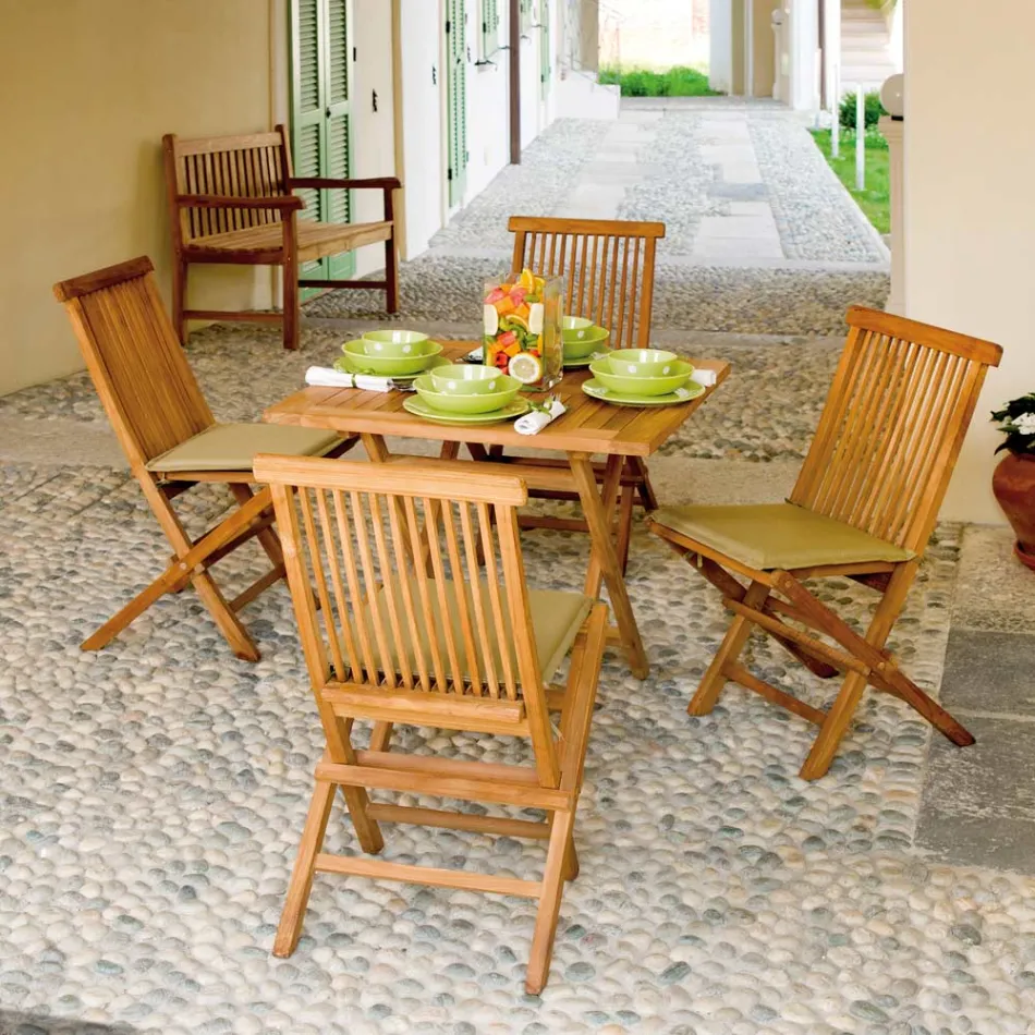 Mesa de jardim quadrada 80x80 cm em teca - Amico Viadurini