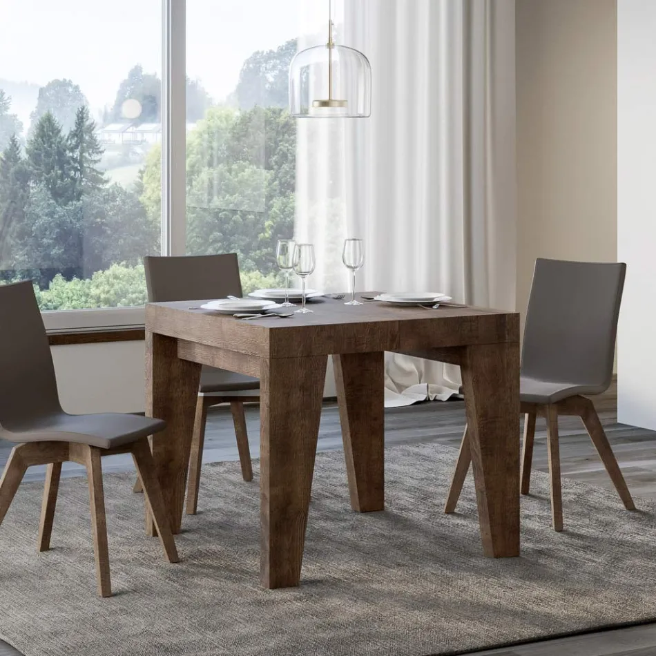 Mesa quadrada extensível até 246 cm em madeira fabricada na Itália - flor Viadurini