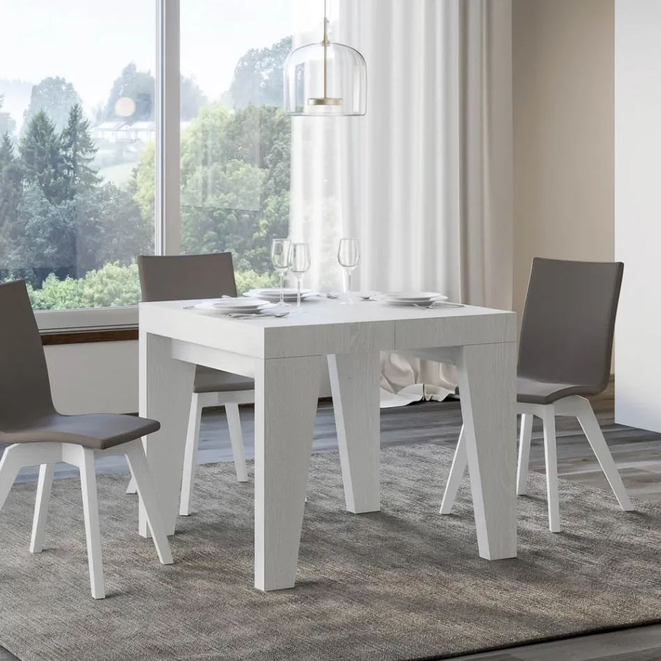 Mesa quadrada extensível até 246 cm em madeira fabricada na Itália - flor Viadurini