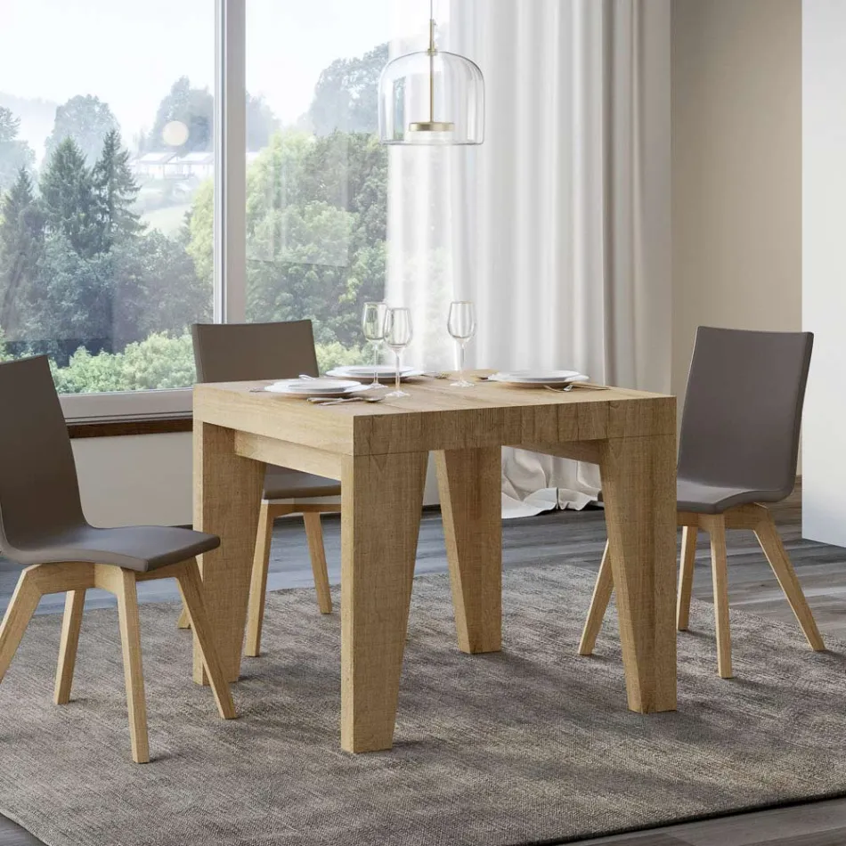 Mesa quadrada extensível até 246 cm em madeira fabricada na Itália - flor Viadurini