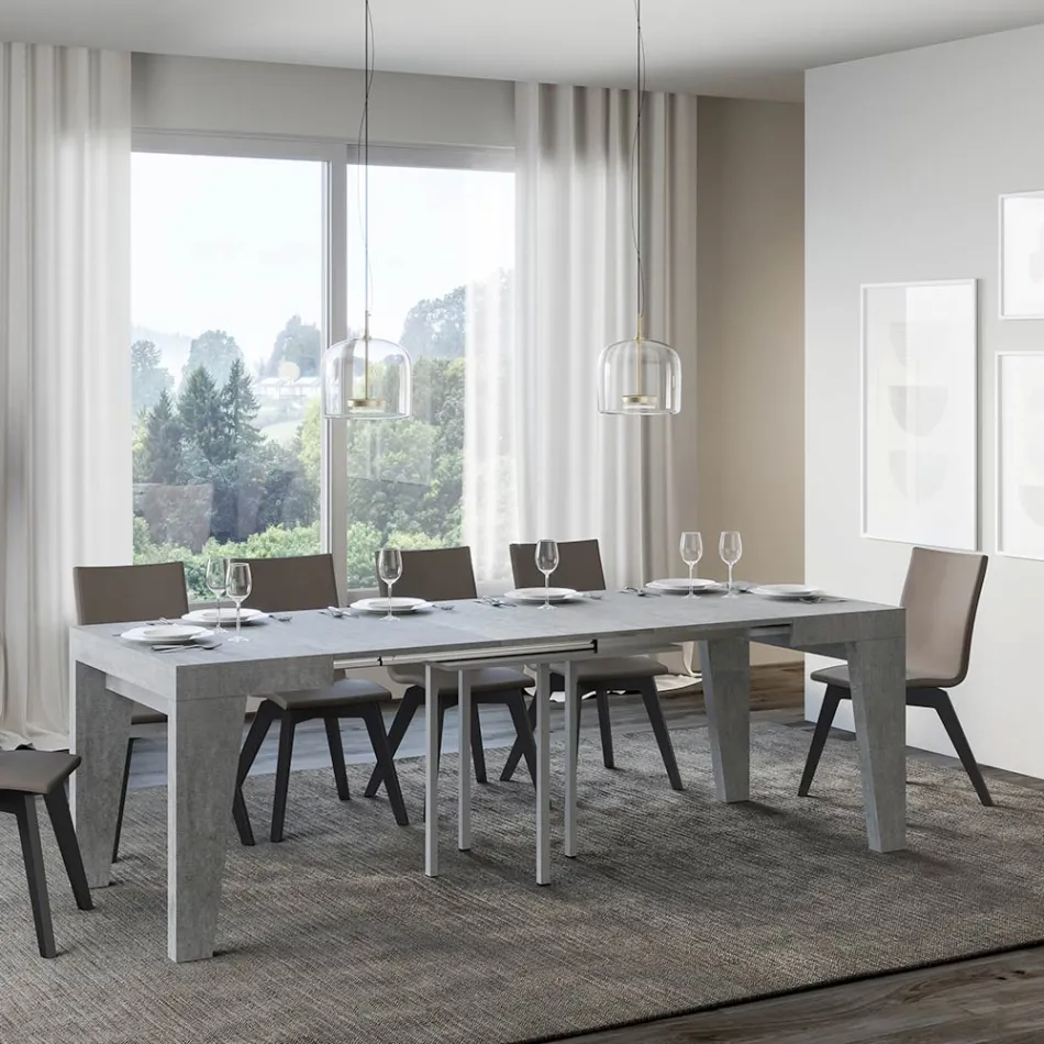 Mesa quadrada extensível até 246 cm em madeira fabricada na Itália - flor Viadurini