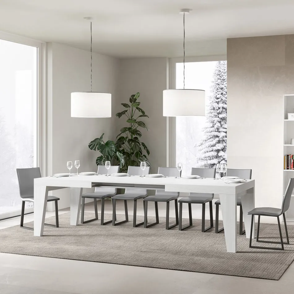 Mesa quadrada extensível até 440 cm em madeira fabricada na Itália - flor Viadurini