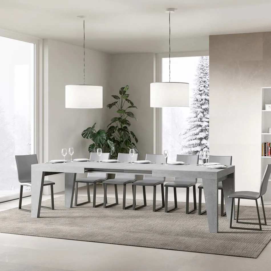 Mesa quadrada extensível até 440 cm em madeira fabricada na Itália - flor Viadurini