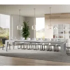 Mesa quadrada extensível até 440 cm em madeira fabricada na Itália - flor Viadurini