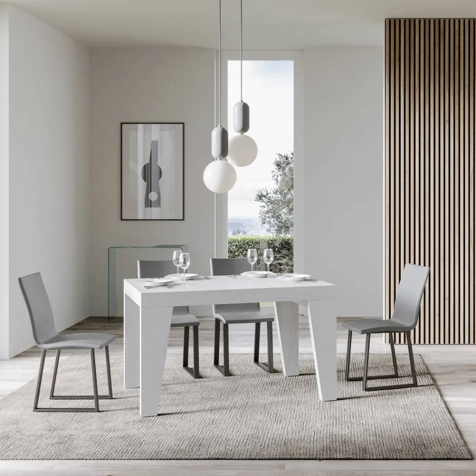 Mesa quadrada extensível até 440 cm em madeira fabricada na Itália - flor Viadurini