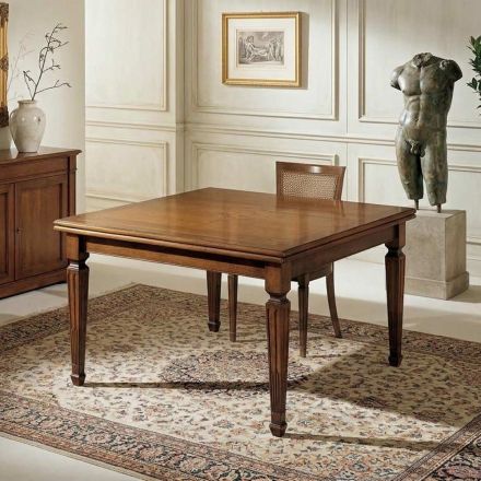 Mesa quadrada extensível Angelite, até 208 cm, fabricada na Itália. Viadurini