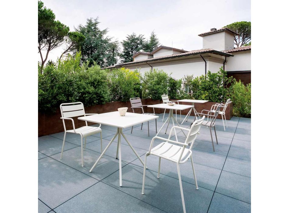 Mesa quadrada ao ar livre em aço galvanizado fabricado na Itália - Ralph Viadurini