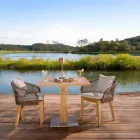 Mesa Quadrada para Exterior em Teca e Metal - Marie Viadurini