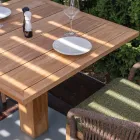 Mesa Quadrada para Exterior em Teca e Metal - Marie Viadurini