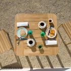Mesa de jardim quadrada em madeira de teca fabricada na Itália - Liberato Viadurini