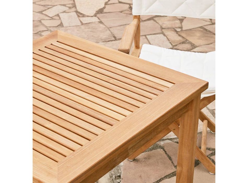 Mesa de jardim quadrada de teca feita na Itália - Sleepy Viadurini