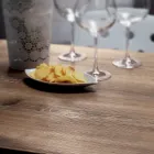 Mesa quadrada em aço inoxidável HPL acetinado metálico fabricado na Itália - lente Viadurini