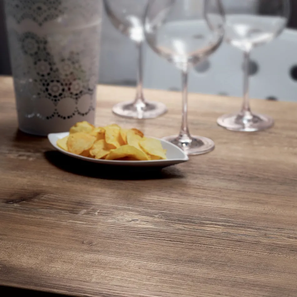 Mesa quadrada em aço inoxidável HPL acetinado metálico fabricado na Itália - lente Viadurini