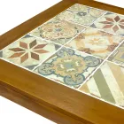 Mesa quadrada em madeira de acácia e tampo em cerâmica - Técnica Viadurini