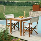 Mesa quadrada em madeira de acácia e tampo em cerâmica - Técnica Viadurini