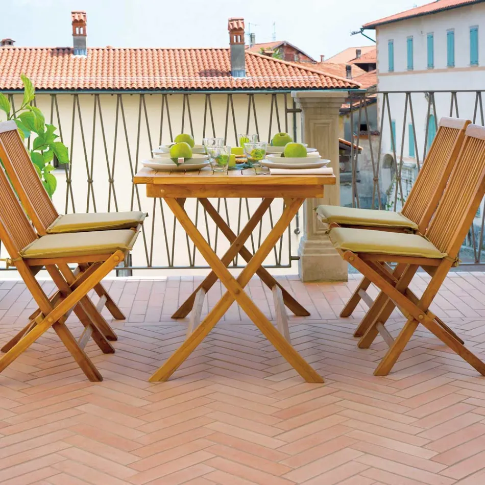 Mesa de jardim retangular 120x70 cm em teca - Alba Viadurini