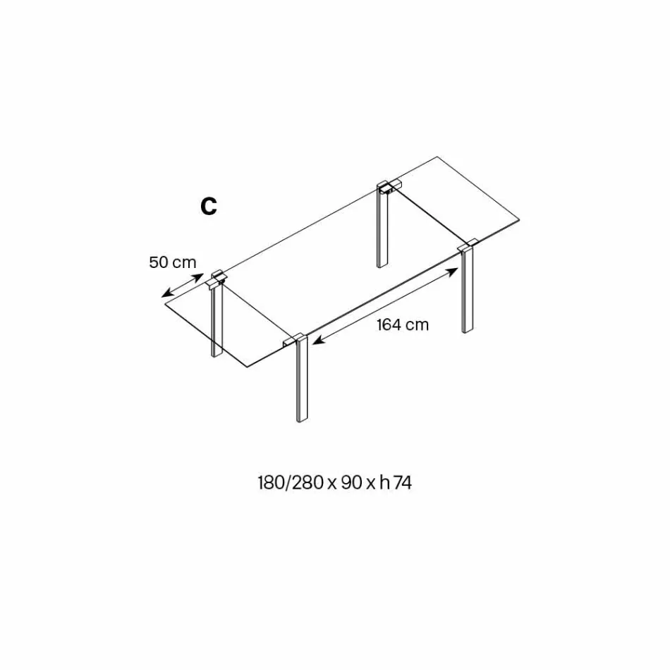 Mesa extensível retangular em vidro transparente fabricado na Itália - Sopot Viadurini