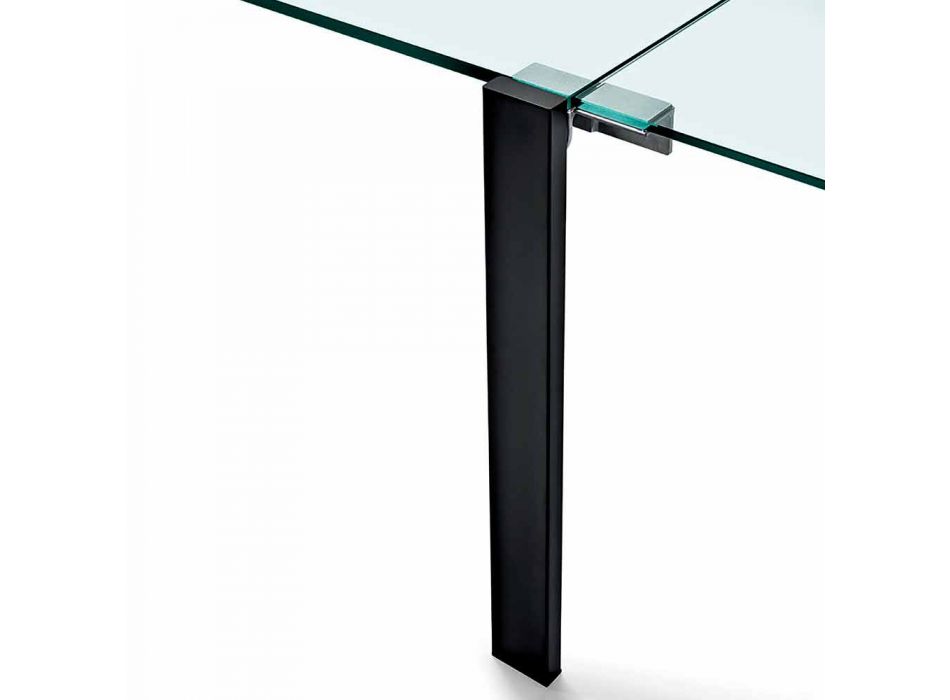 Mesa extensível retangular em vidro transparente fabricado na Itália - Sopot Viadurini