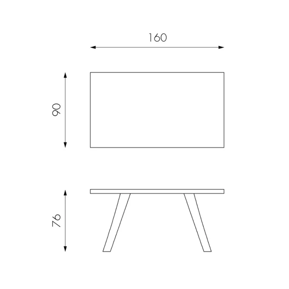 Mesa Retangular com Tampo em Folheado de Carvalho e Base em Alumínio - Logan Viadurini