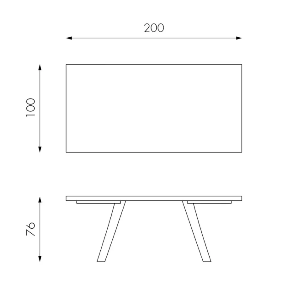 Mesa Retangular com Tampo em Folheado de Carvalho e Base em Alumínio - Logan Viadurini