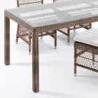 Mesa Externa Retangular em Polyrattan e Vidro - Gigi Viadurini