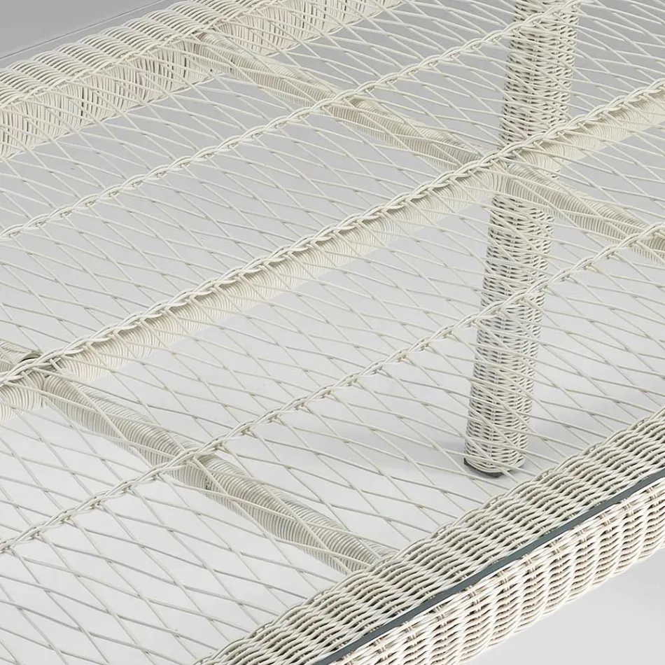 Mesa Externa Retangular em Polyrattan e Vidro - Gigi Viadurini