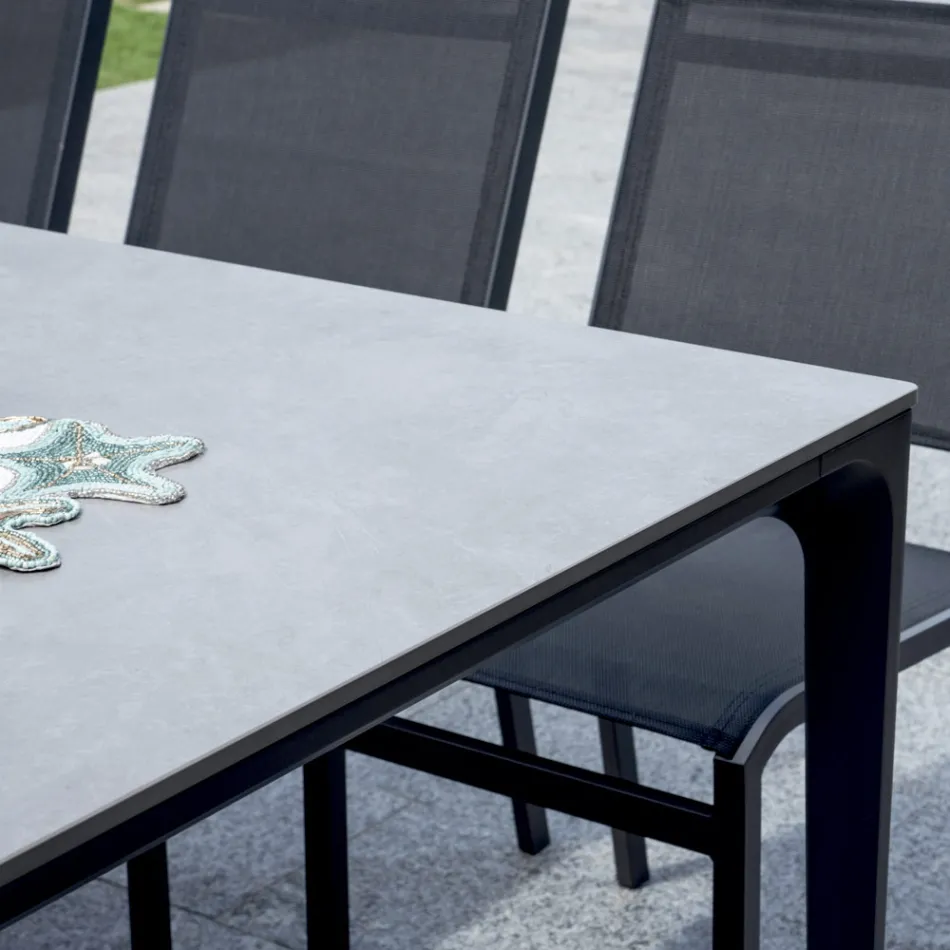 Mesa retangular de jardim em alumínio e cerâmica - Lunara Viadurini