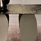 Mesa retangular com tampo de vidro martelado e acabamento prateado, fabricada na Itália - Almo Viadurini