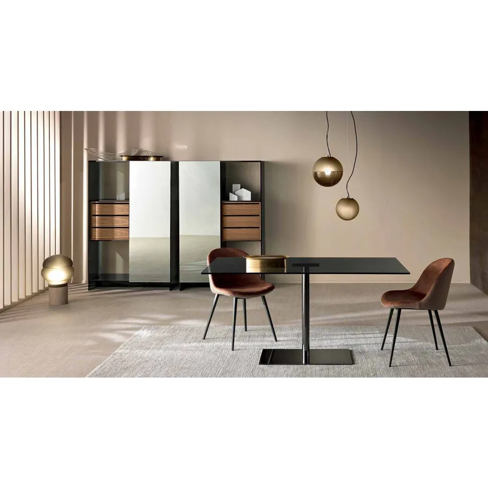 Mesa retangular moderna em vidro fumado ou extraleve fabricado na Itália - Dolce Viadurini