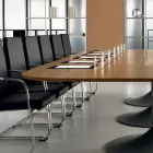 Mesa de reunião em melamina de nogueira natural moldada - Gaelle Viadurini