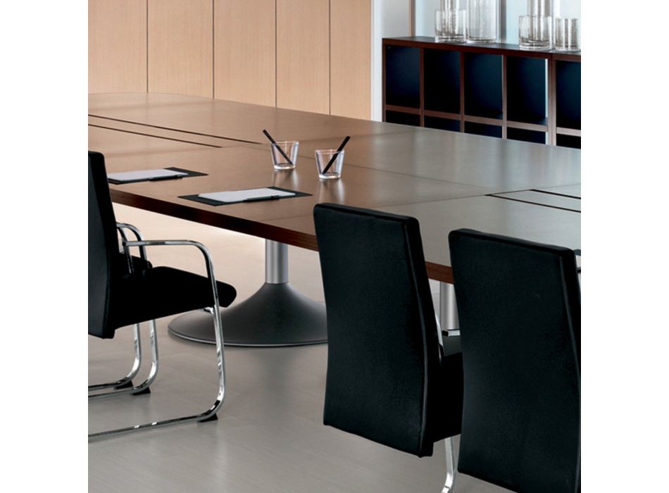 Mesa de reunião em melamina de carvalho escuro moldado - Gaelle Viadurini