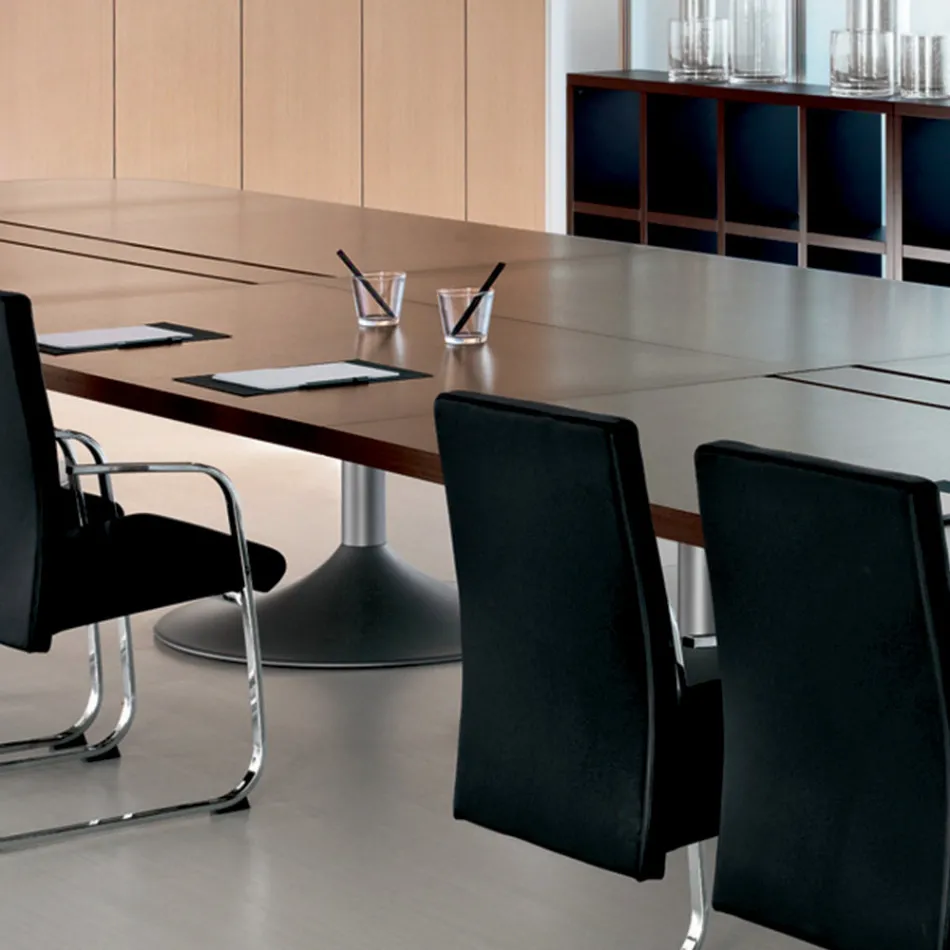 Mesa de reunião em melamina de carvalho escuro moldado - Gaelle Viadurini