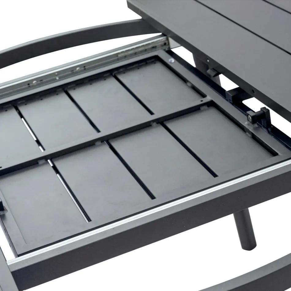 Mesa redonda extensível em alumínio antracite (170 cm) - Rivara Viadurini