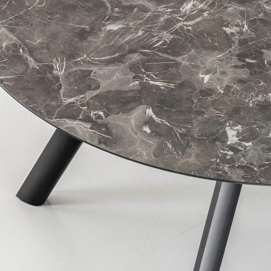 Mesa Redonda Extensível até 170 cm em HPL Estratificado - Convivio Viadurini