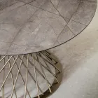 Mesa Redonda Extensível até 170 cm em Metal e HPL - Sorriso Viadurini