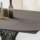 Mesa Redonda Extensível até 170 cm em Metal e HPL - Sorriso Viadurini