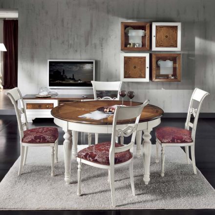 Mesa Redonda Extensível com Embutimento e 4 Cadeiras Made in Italy - Alite Viadurini