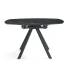 Mesa redonda extensível em pedra sinterizada com efeito mármore - Portico Viadurini