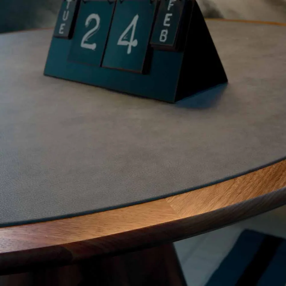 Mesa redonda com tampo em madeira maciça de nogueira natural, Carlo Viadurini