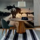 Mesa redonda com tampo em madeira maciça de nogueira natural, Carlo Viadurini