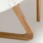 Mesa Redonda Externa em Cerâmica Calacatta Oro Fabricada na Itália - Pegaso Viadurini