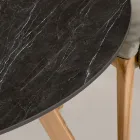 Mesa Externa Redonda em Cerâmica Marquinia Preta Fabricada na Itália - Pegaso Viadurini