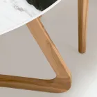 Mesa Externa Redonda em Cerâmica Panda Branca Fabricada na Itália - Pegaso Viadurini