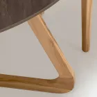 Mesa Externa Redonda em Cerâmica Pulpis Marrom Fabricada na Itália - Pegaso Viadurini