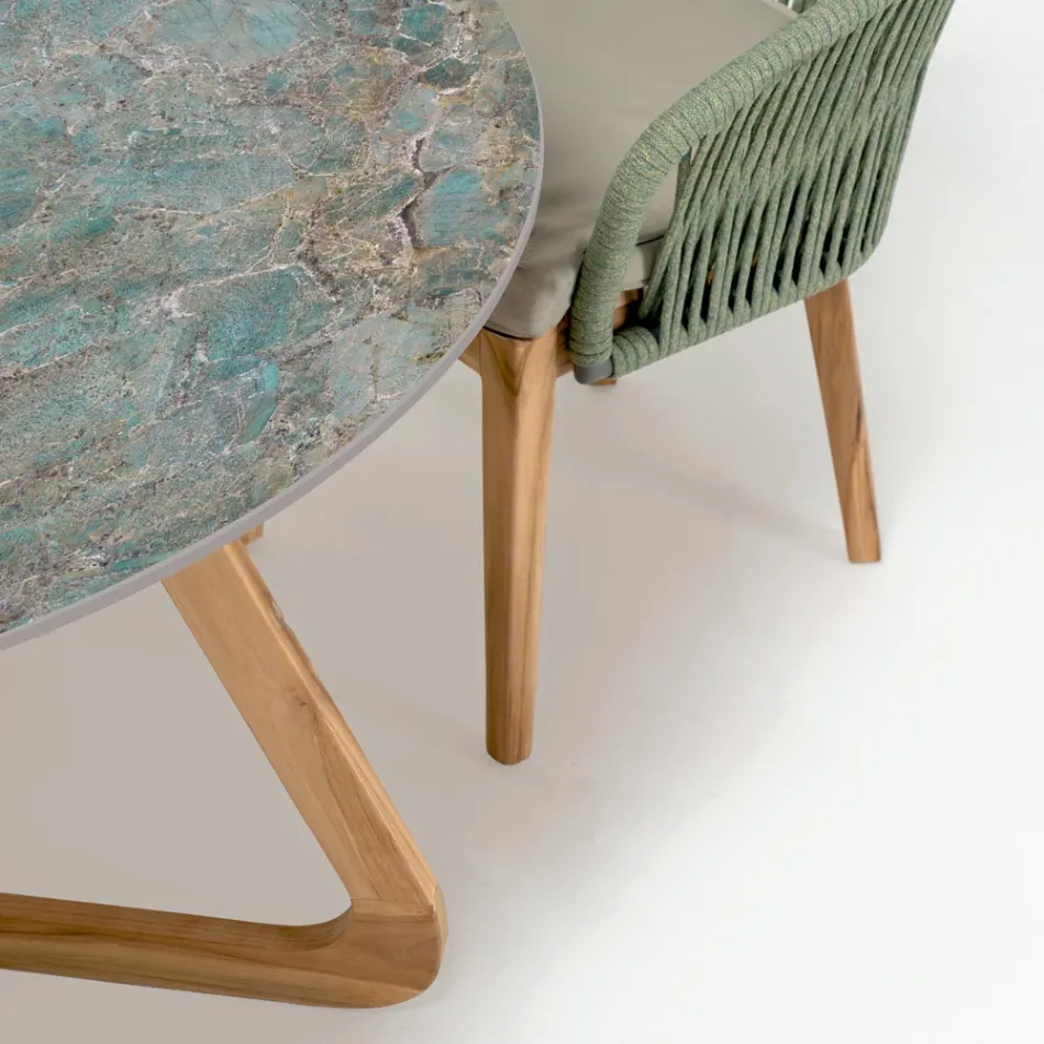 Mesa redonda de cerâmica para exterior Santos Made in Italy - Pegaso Viadurini