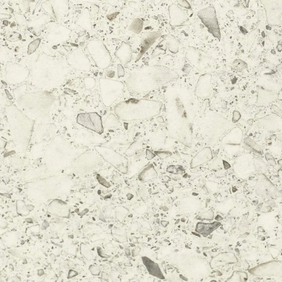 Mesa Externa Redonda em Cerâmica Terrazzo Branca Fabricada na Itália - Pegaso Viadurini