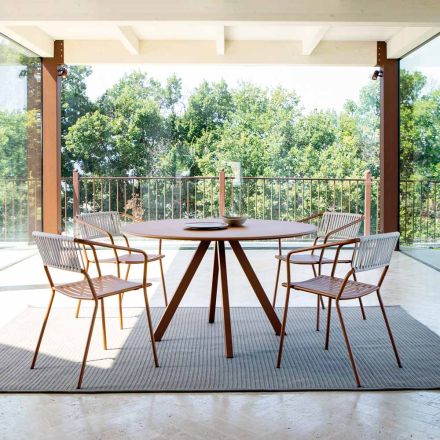 Mesa redonda de jardim em aço galvanizado fabricada na Itália - Brienne Viadurini