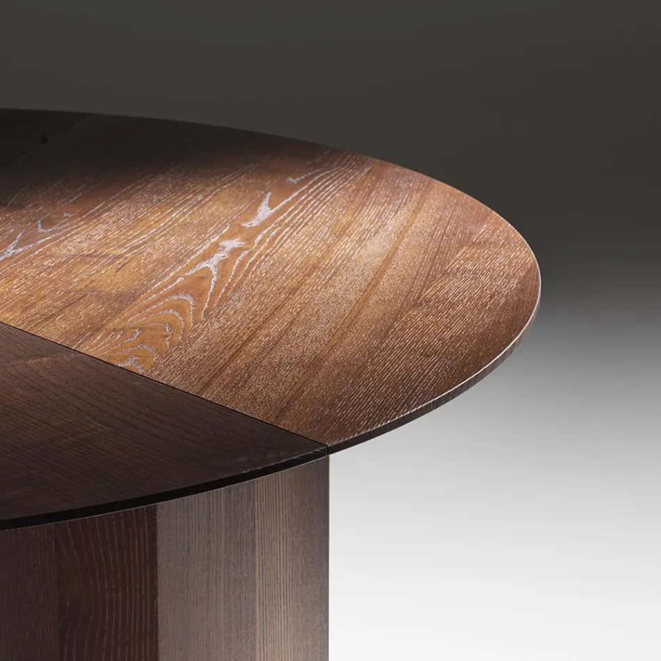 Mesa de jantar redonda em madeira compensada folheada a freixo - Libra Viadurini