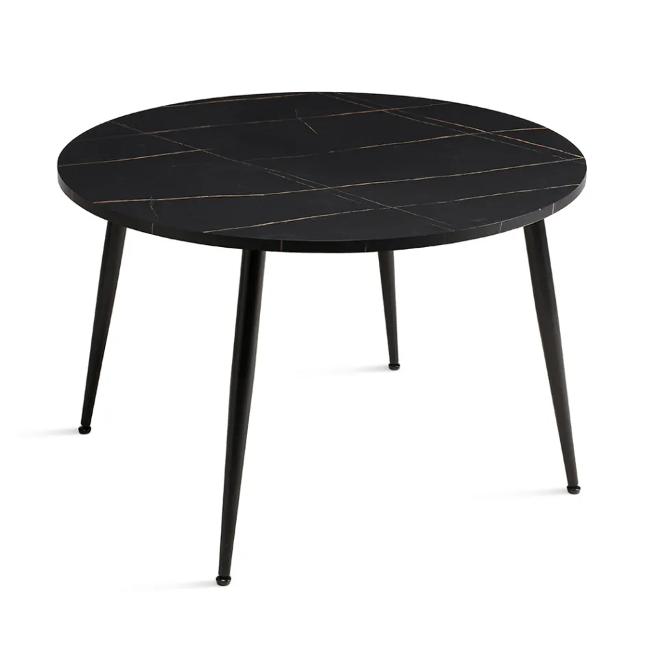 Mesa redonda de seis lugares com tampo em MDF e base de metal - Croma Viadurini